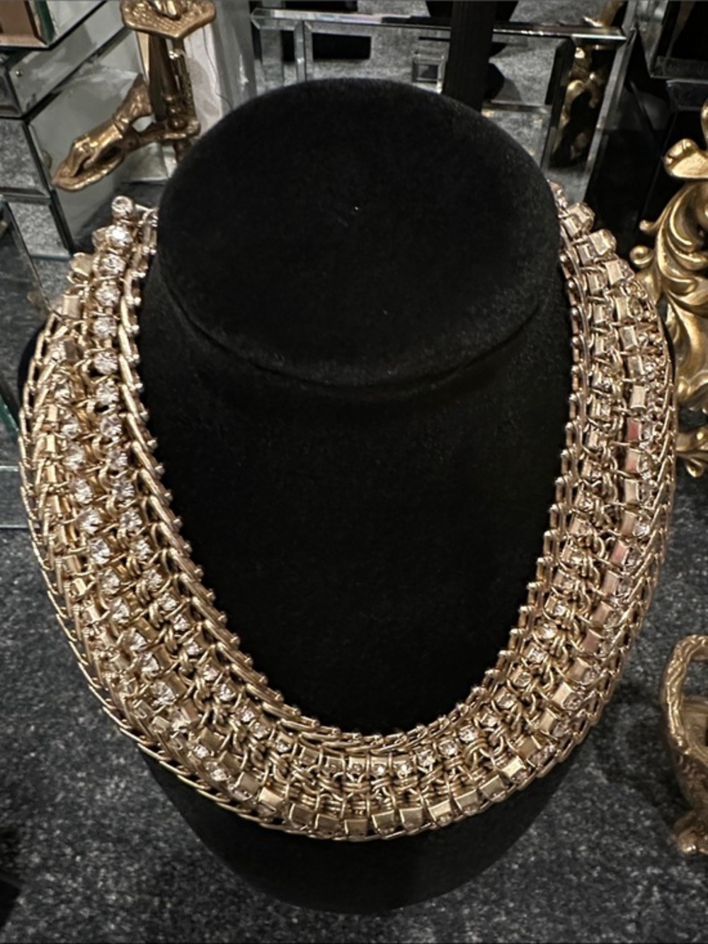 Gold Crystal Statement Necklace - Women Jewelry